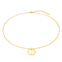 gold hexagon cz necklace - seolgold