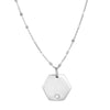 silver hexagon cz necklace - seolgold