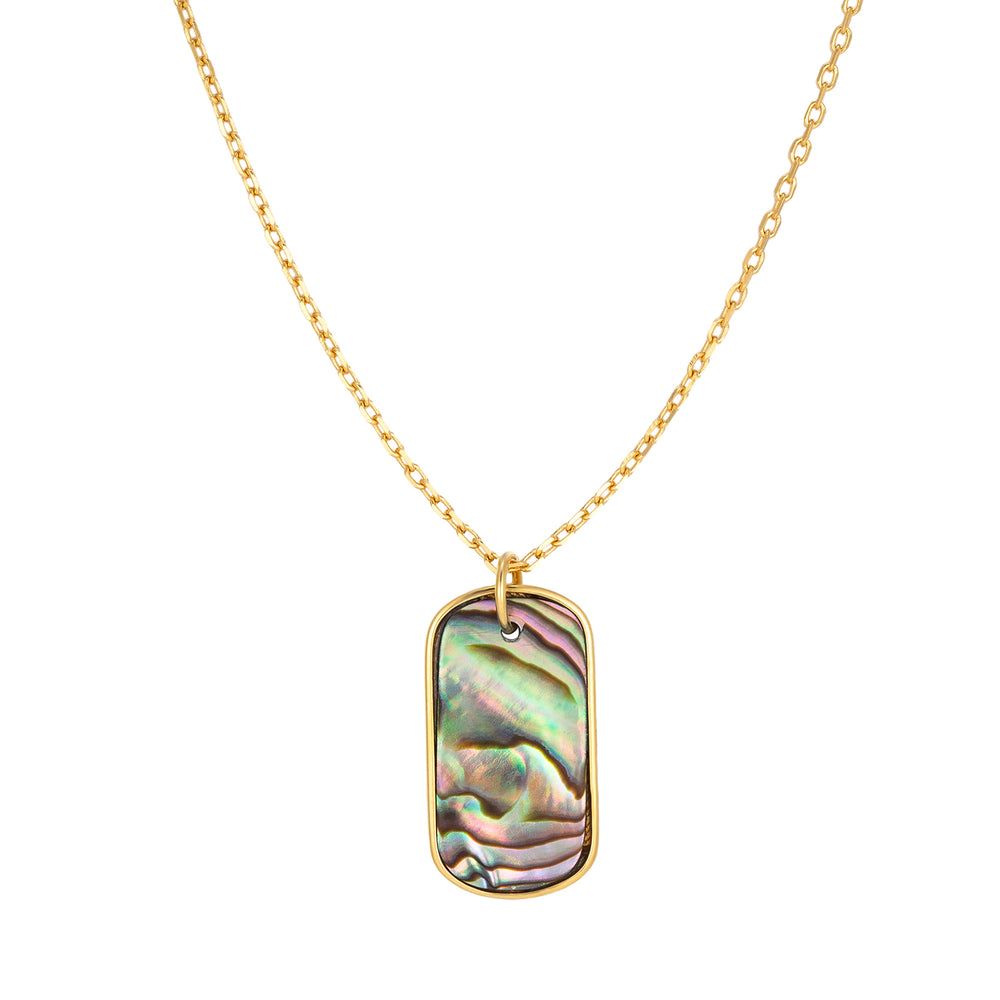 18ct Gold Vermeil Abalone Shell Tag Necklace