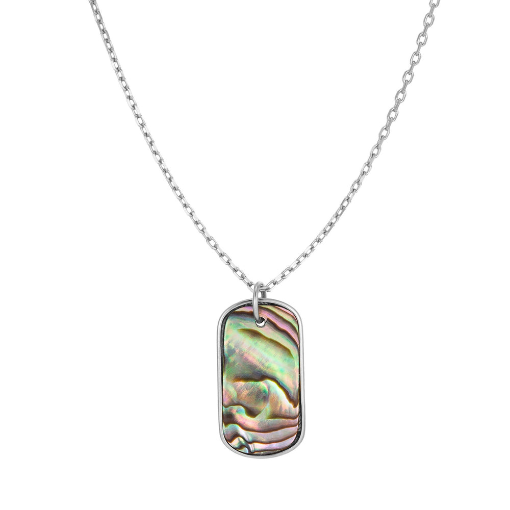 Sterling Silver Abalone Shell Tag Necklace