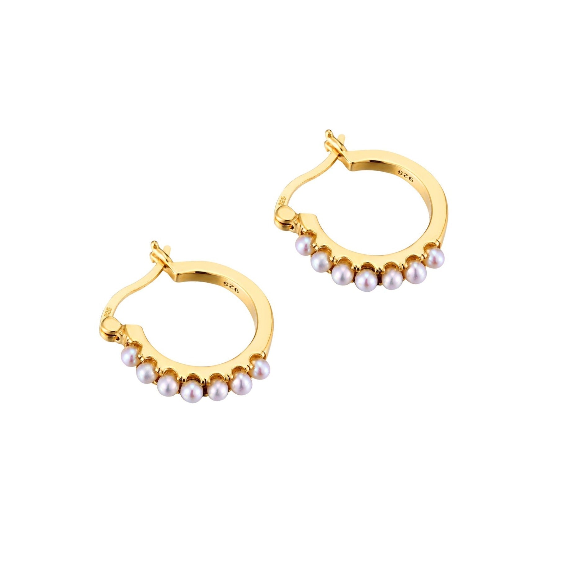 18ct Gold Vermeil pearl hoop earrings - seol gold