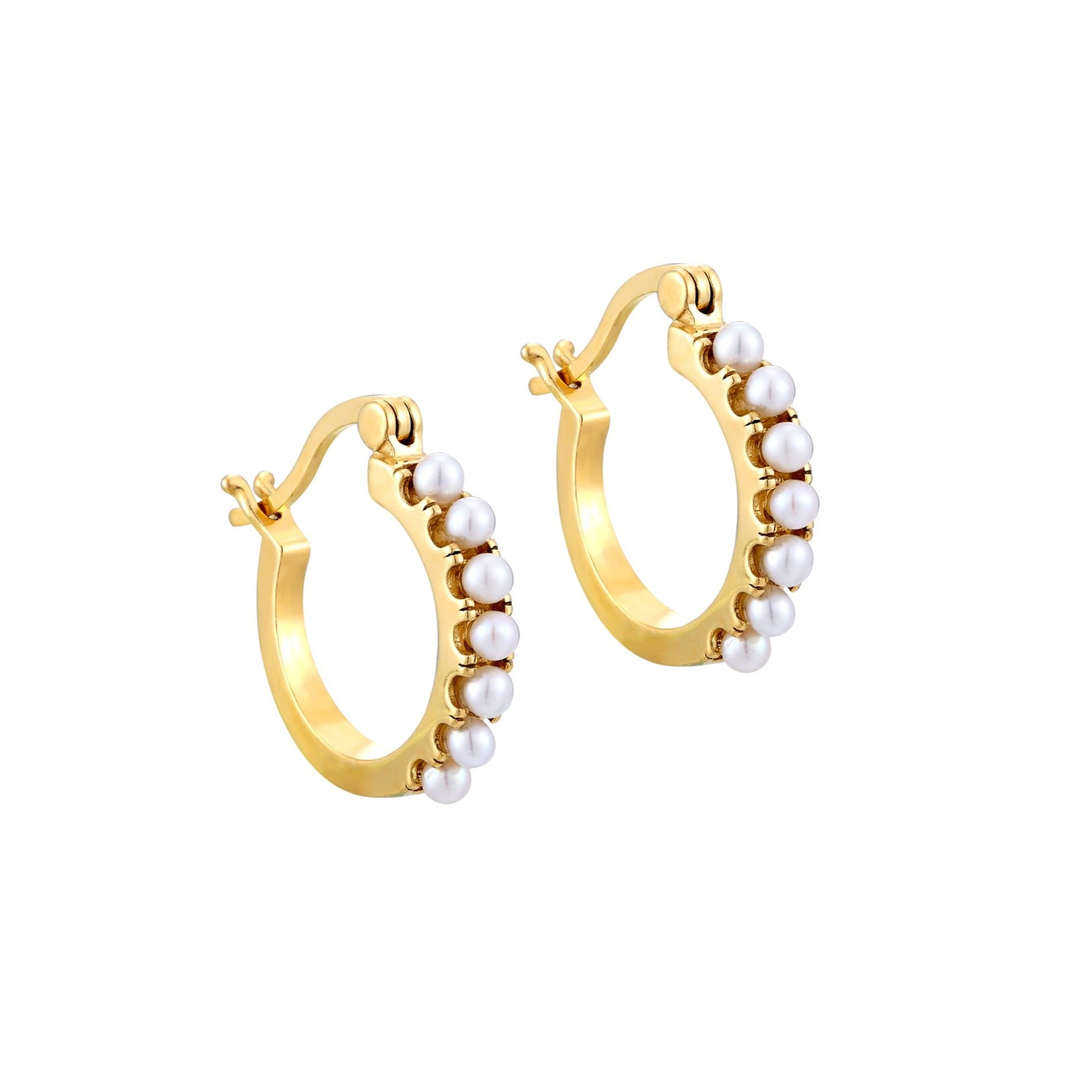18ct Gold Vermeil pearl creole hoop earrings - seolgold