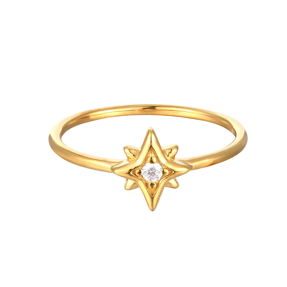 18ct Gold Vermeil North Star CZ Ring
