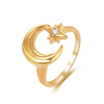 18ct Gold Vermeil Moon and Star Open Ring