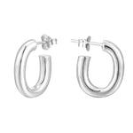 Sterling Silver Chunky Half Oval Hoops