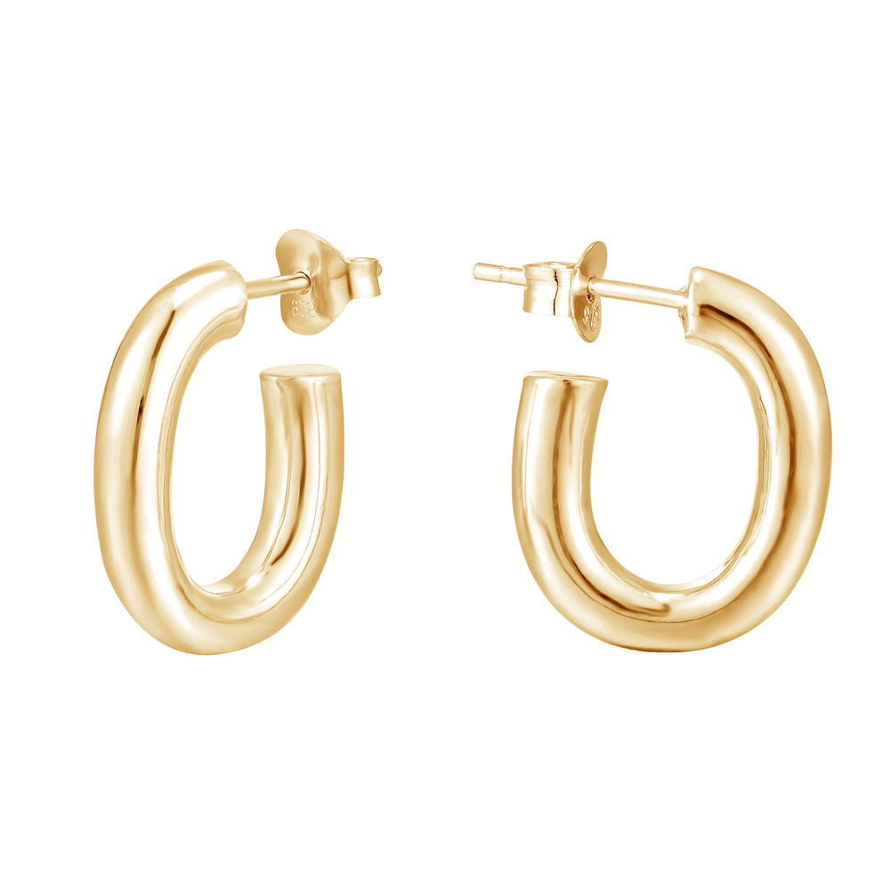 18ct Gold Vermeil Chunky Half Oval Hoops - seol-gold
