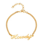 18ct Gold Vermeil Script Name Curb Bracelet