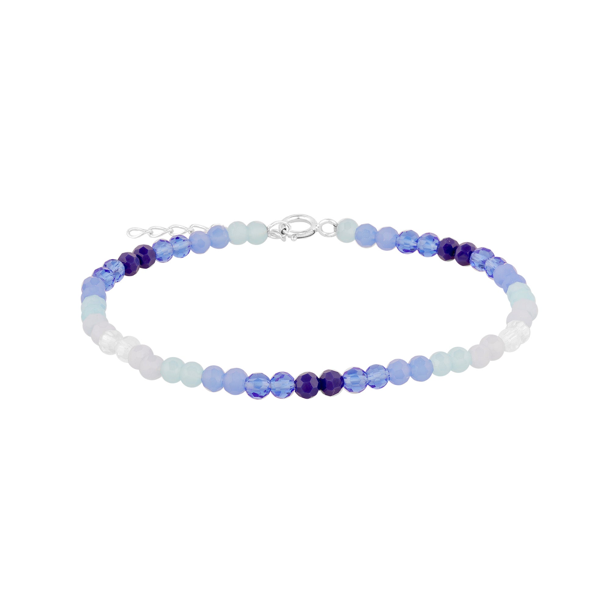 Sterling Silver Ombre Blue Glass Bead Bracelet - seolgold