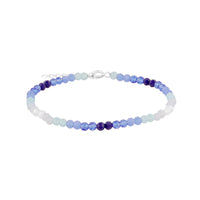 Sterling Silver Ombre Blue Glass Bead Bracelet - seolgold