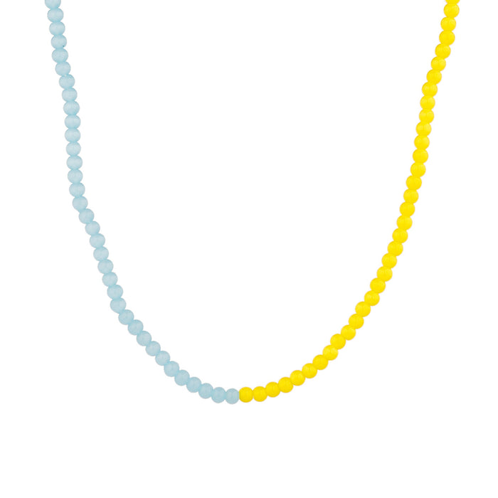silver glass bead necklace - seol gold