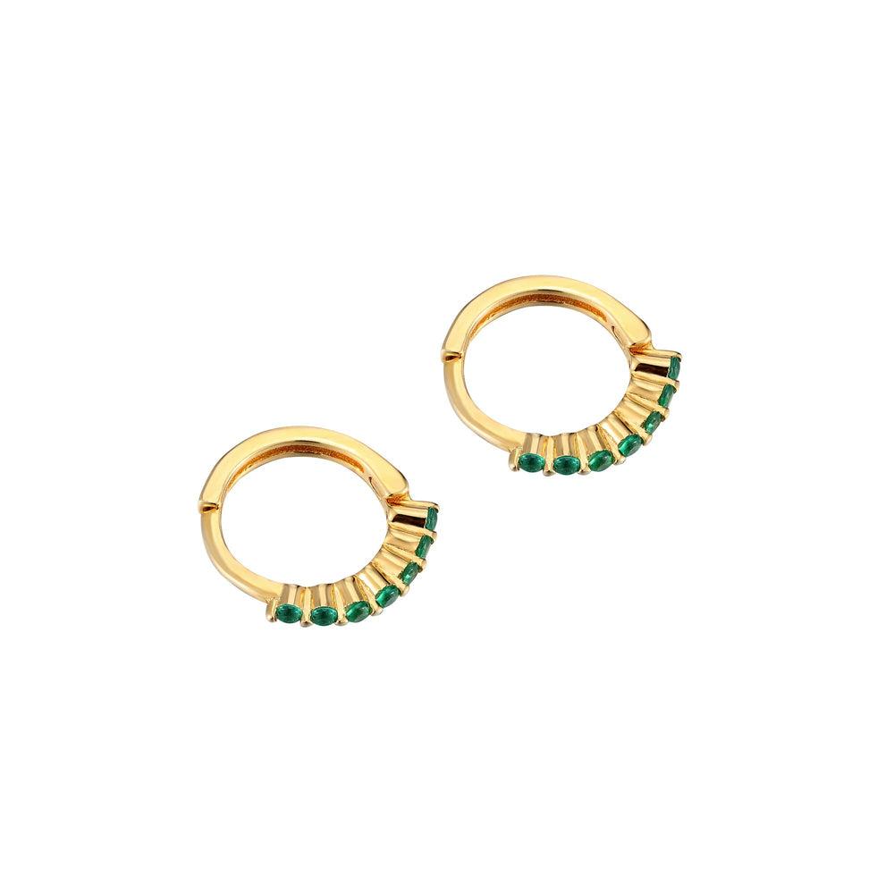 Emerald - tiny gold Hoops - seol-gold