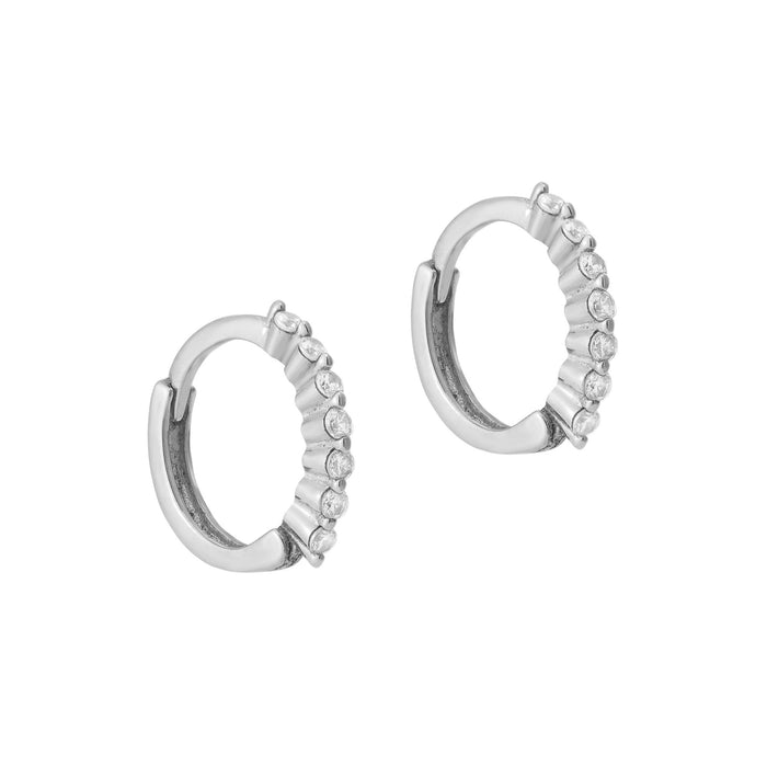 Sterling Silver White CZ Hoops - seolgold