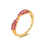 Pave Ruby CZ Open Claw Ring - seol-gold