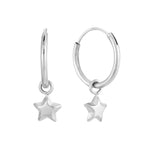 Sterling Silver Star Charm Hoops