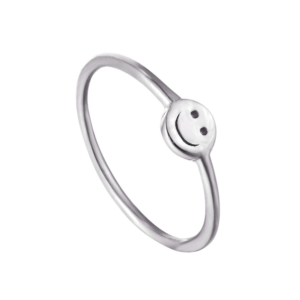 Sterling Silver Engraved Smiley Face Ring