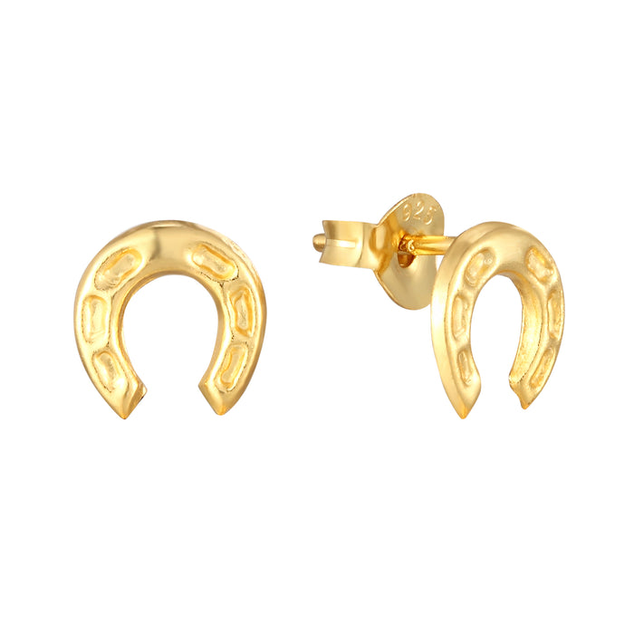 gold stud - gold horseshoe - horseshoe - gold horseshoe earring - seolgold
