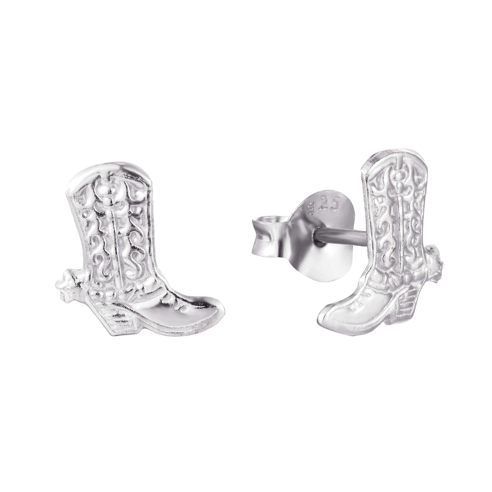 Sterling Silver Cowboy Boot Earrings