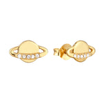 18ct Gold Vermeil CZ Planet Stud Earrings