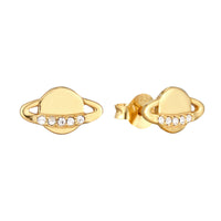 18ct Gold Vermeil CZ Planet Stud Earrings - seol-gold