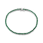 Sterling Silver Emerald Tennis CZ Bracelet