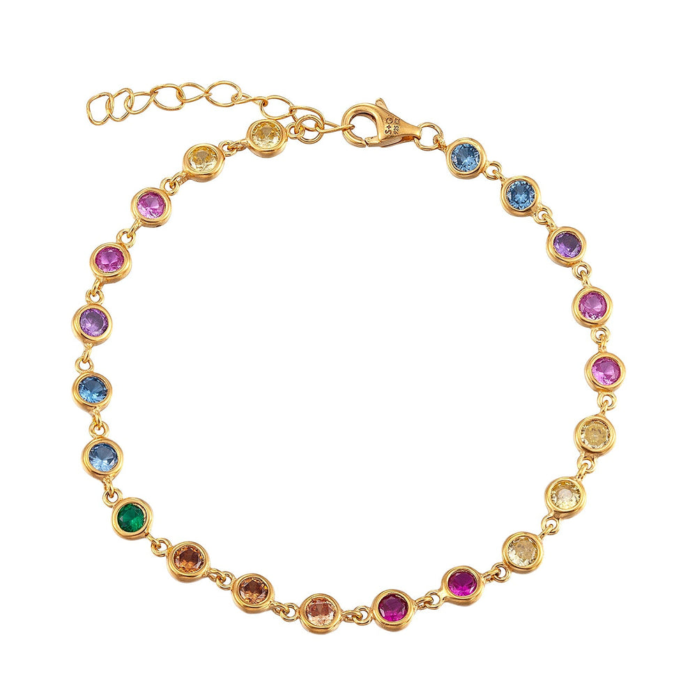 18ct Gold Vermeil Rainbow CZ Bezel Bracelet
