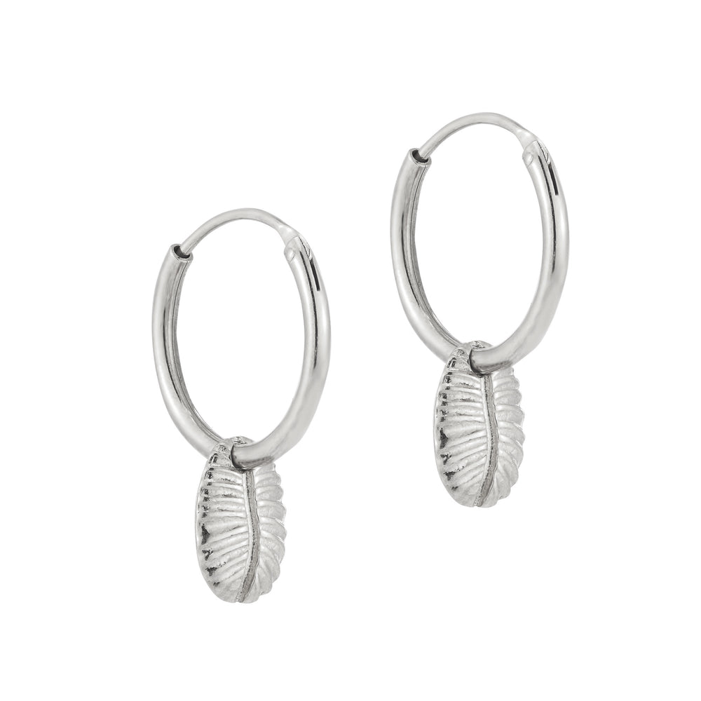 Sterling Silver Conch Shell Charm Hoops