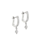 Sterling Silver Star CZ Charm Hoops