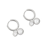 Sterling Silver Double CZ Charm Hoops