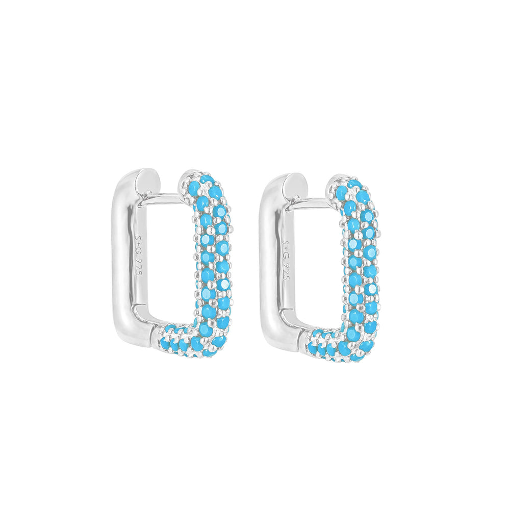 Sterling Silver Turquoise Rectangle Hoops