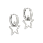 Sterling Silver Star Charm Hoops