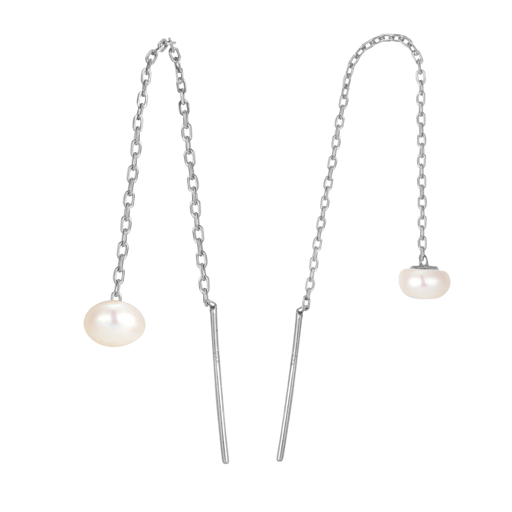 sterling silver pearl pull through earrings - seolgold