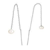 sterling silver pearl pull through earrings - seolgold