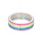 Sterling Silver Rainbow CZ Pave Band