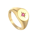 18ct Gold Vermeil Ruby Round Signet Ring