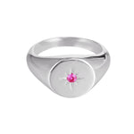 Sterling Silver Ruby Round Signet Ring