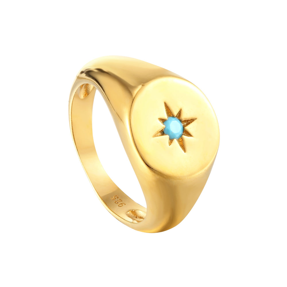 Turquoise signet ring- seolgold