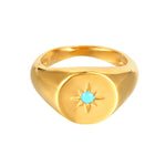 18ct Gold Vermeil Turquoise Round Signet Ring
