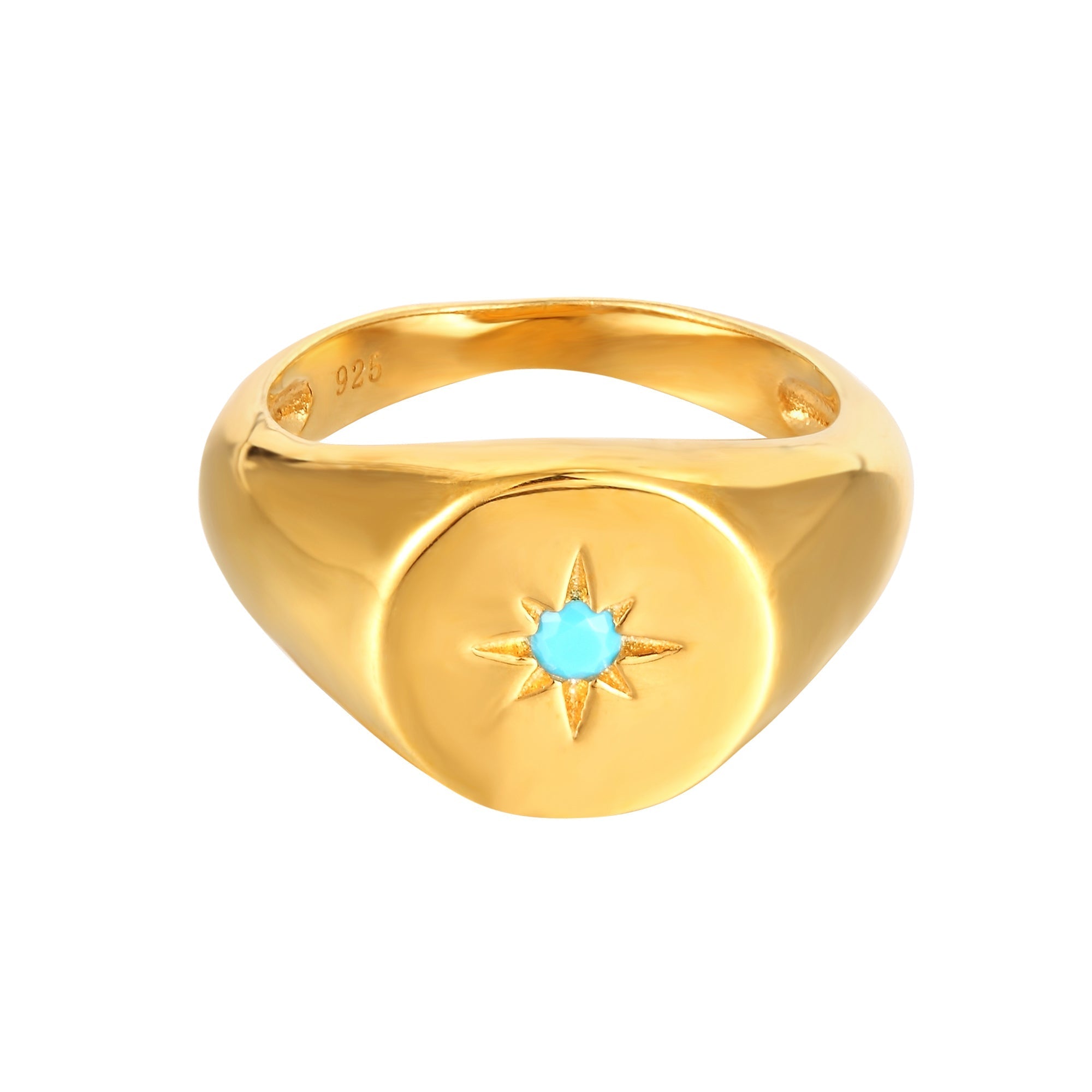Turquoise signet gold ring- seolgold