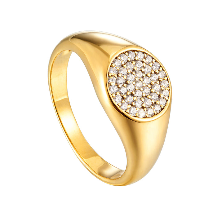 pave signet ring - seol gold