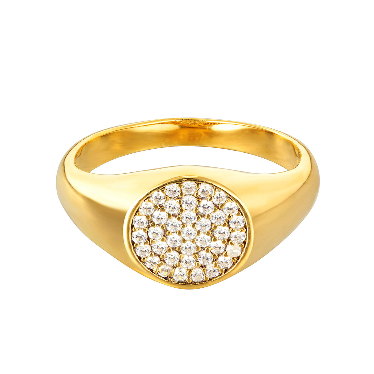 pave signet ring - seol gold