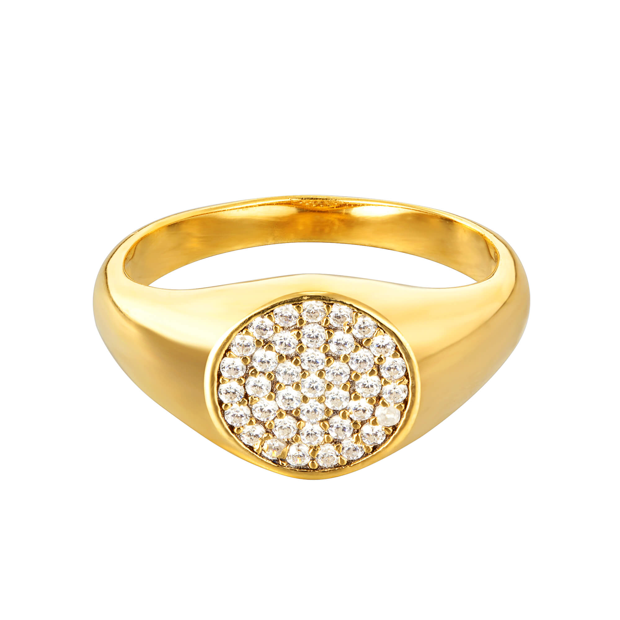 pave signet ring - seol gold