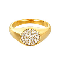 pave signet ring - seol gold