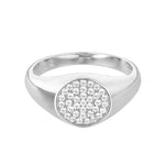 Sterling Silver Round Pave Signet