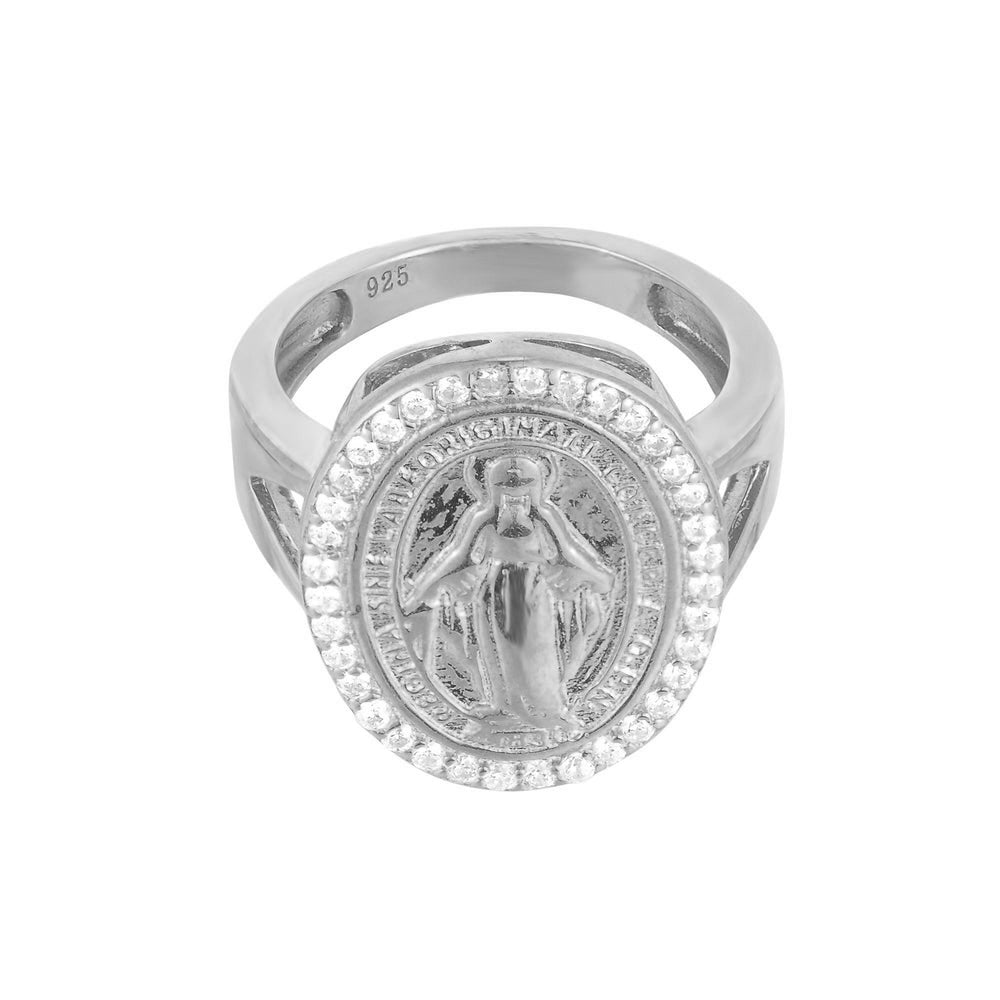 Sterling Silver Lady Guadalupe CZ Ring