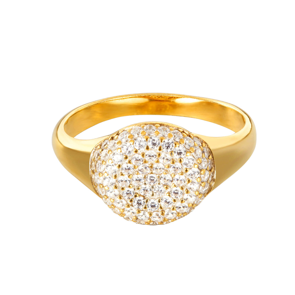 18ct Gold Vermeil Pave Signet Ring