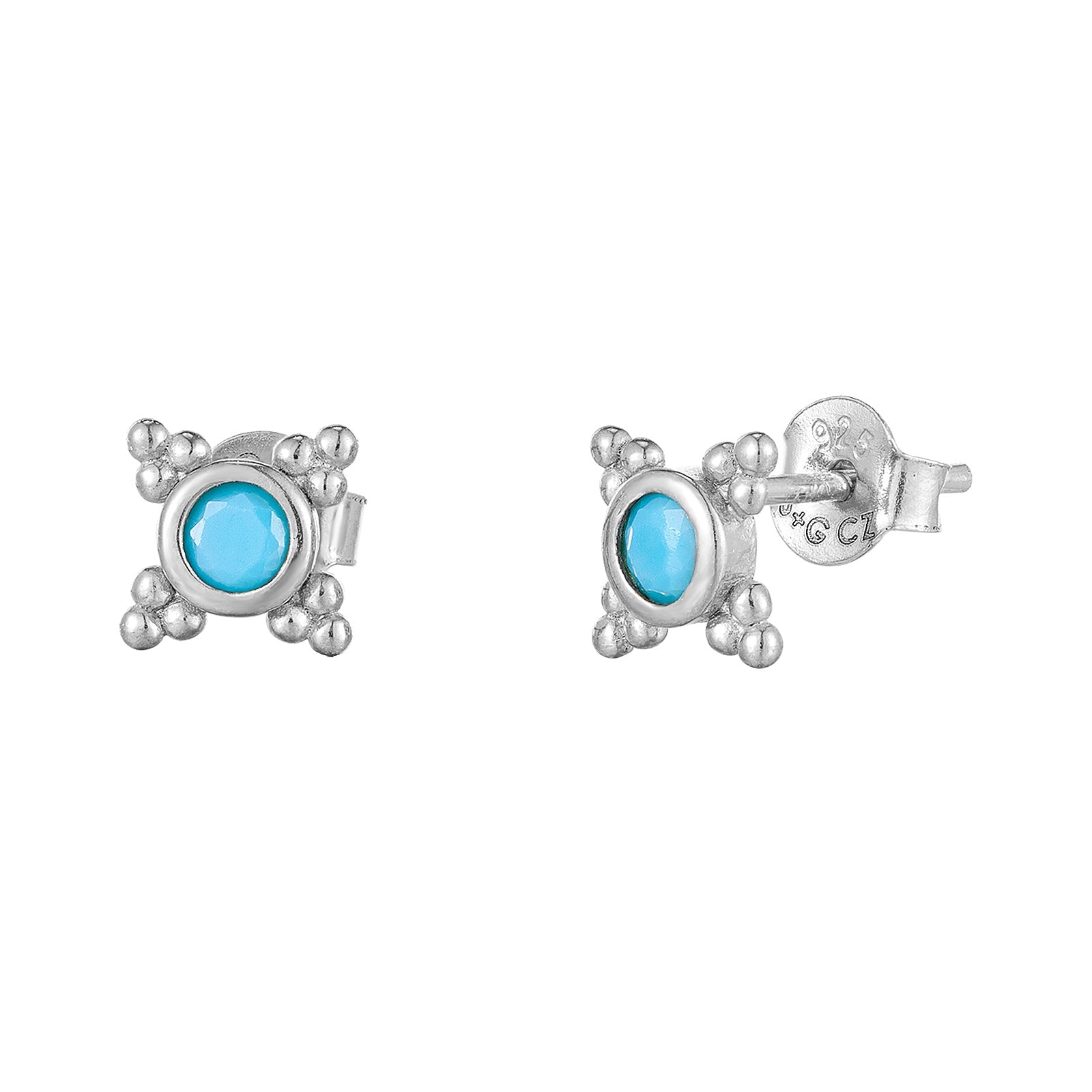 Turquoise Dotted Stud Earrings - Seol Gold