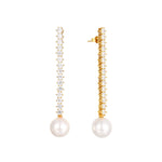 18ct Gold Vermeil Cz and Pearl Drop Earrings