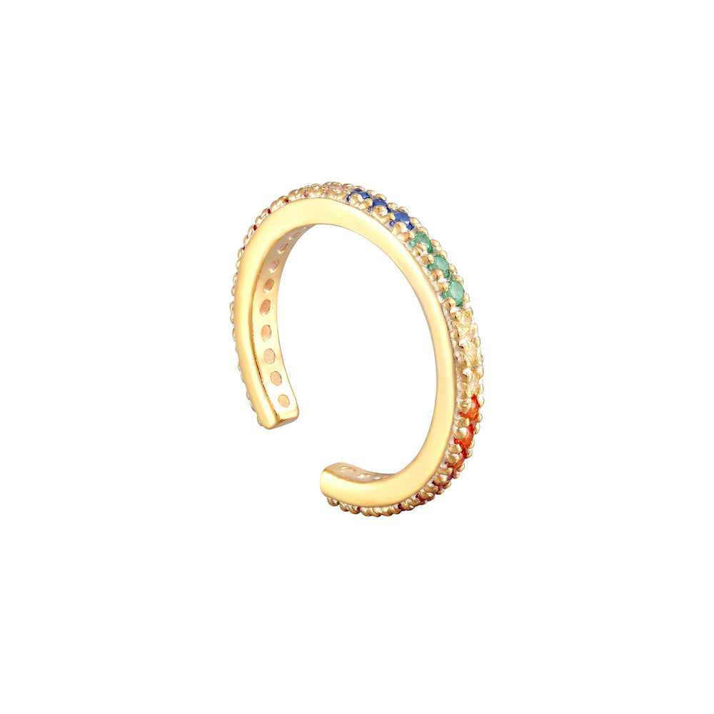 18ct Gold Vermeil Rainbow CZ Cuff Earring