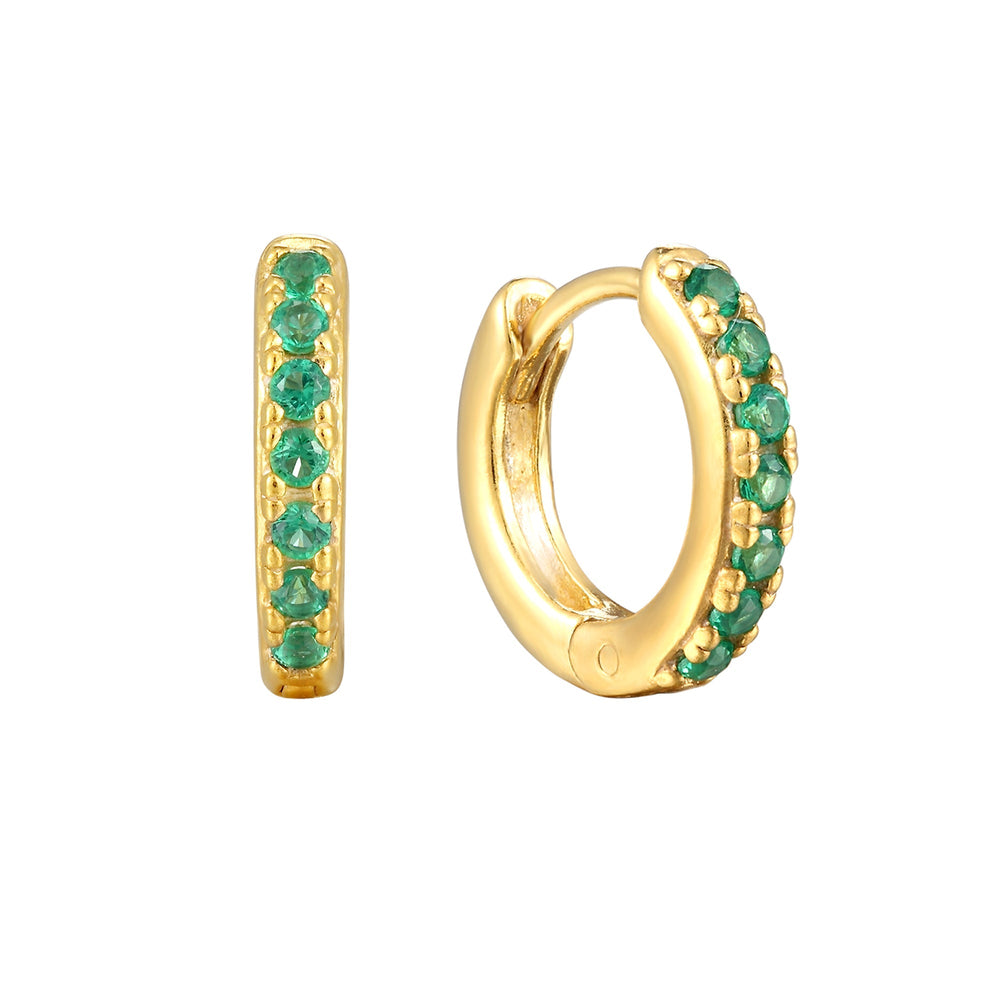 18ct Gold Vermeil Emerald CZ Huggie Hoops