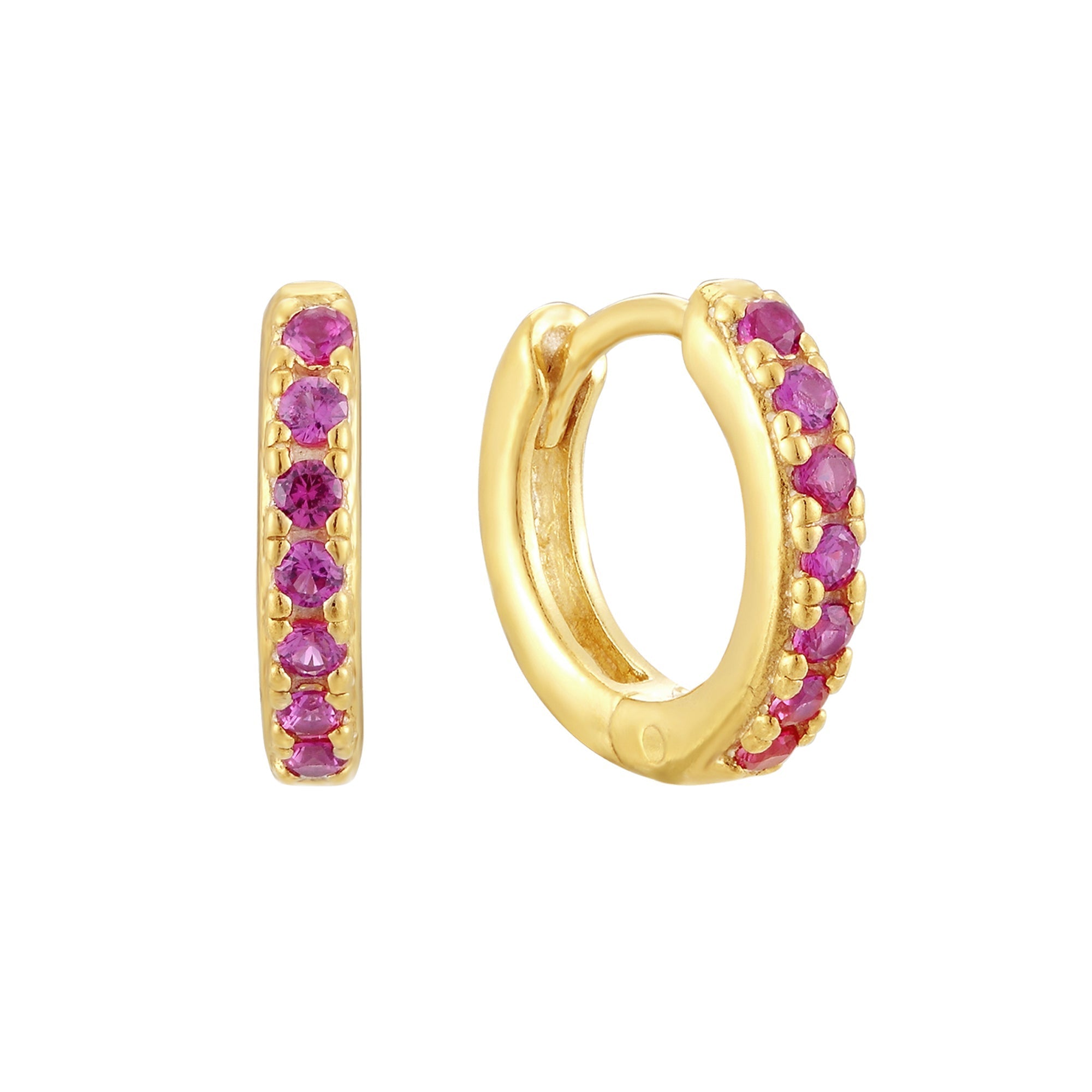 Ruby - tiny gold Hoops - seol-gold